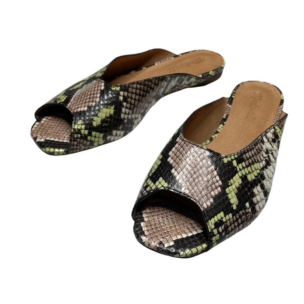 Madewell The Erica Peep-Toe Mule in Snake Embossed Leather Size 8